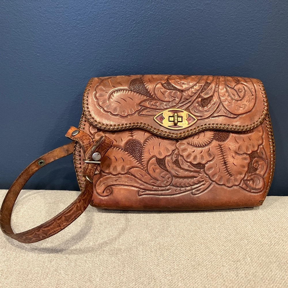 Vintage hand-made western leather  bag.  Unique!